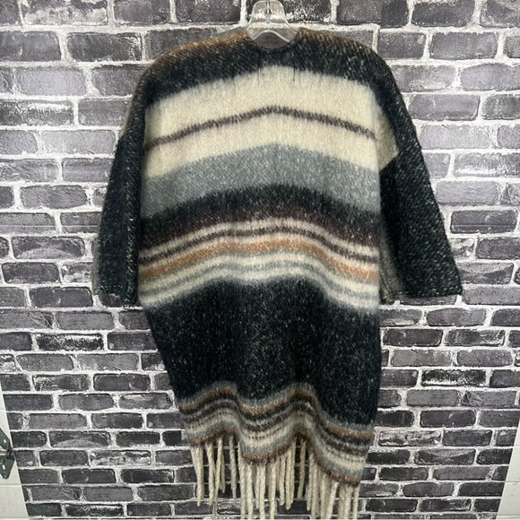 Anthropologie Knit Kimono - One Size Striped Poncho Shawl Boho Western Festival - Picture 6 of 8